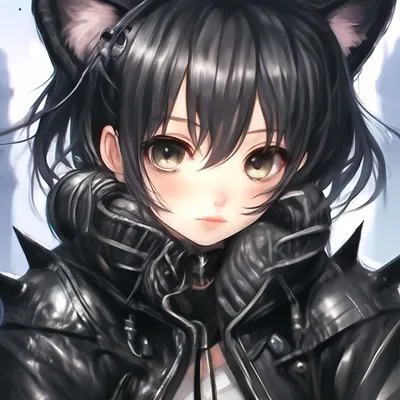 Girl, black cat, anime, manga, art, illustration.: | Девушки из аниме, Аниме  кошки, Черная кошка