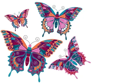 Бабочки, изолированные на белом фоне. | Премиум векторы | Цветочные фоны,  Элементы дизайна, Крылья бабочки