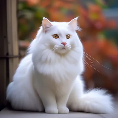 Пушистый белый кот» — создано в Шедевруме