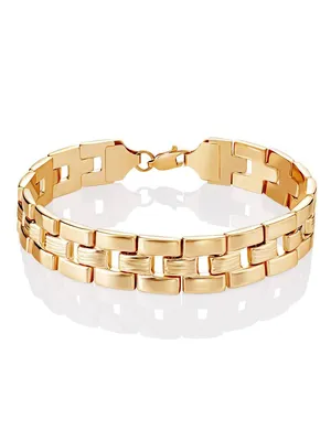 Браслеты :: Золотые браслеты :: Шикарный золотой браслет из широких  геометричных звеньев