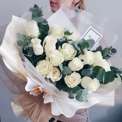 Букет белых роз - 131 шт. за 22 390 руб. | Бесплатная доставка цветов по  Москве