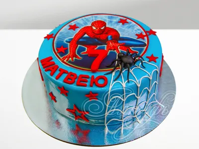 Торт Человек-паук для мальчика 10062120 стоимостью 4 150 рублей - торты на  заказ ПРЕМИУМ-класса от КП «Алтуфьево»