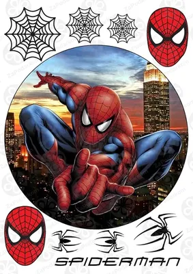 Сахарная картинка на торт мальчику Человек паук супергерои PrinTort  45828860 купить за 61 600 сум в интернет-магазине Wildberries