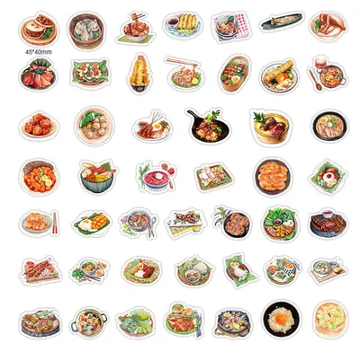 Полезные наклейки с изображением еды для декорации