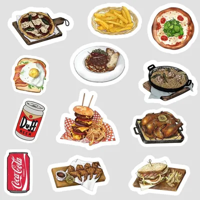 Изображения еды для наклеек на разные поверхности