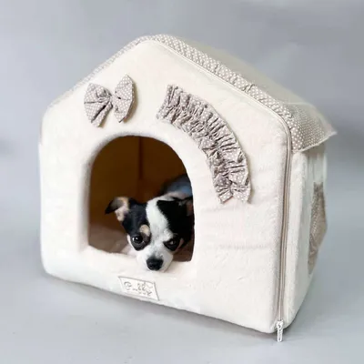 Домик для Кота оранжевый с серым мехом | Уютный домик для собаки | HAUSTIER