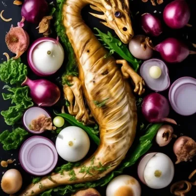 Картинка с артом еды на черном фоне в формате webp