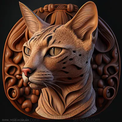 Кошка египетская мау, Природа 3D модель для ЧПУ: STL / MAX (obj)