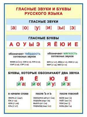 Плакат обучающий \"Гласные буквы и звуки русского языка\", формат А2+ -  купить с доставкой по выгодным ценам в интернет-магазине OZON (828902432)