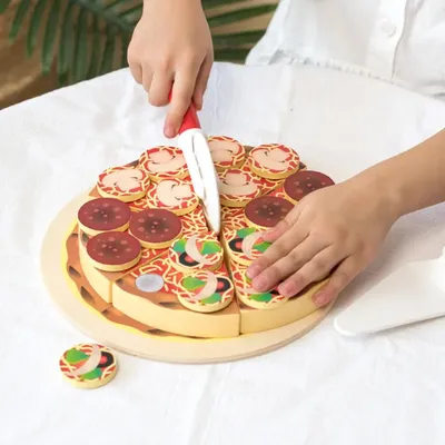 1 Набор, игрушка для ролевых игр, деревянная имитация пиццы | AliExpress