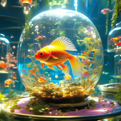 Аквариум с золотой рыбкой, сказочный…» — создано в Шедевруме