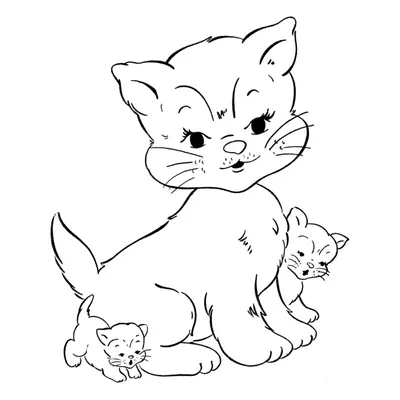 Британская мама кошка с котятами» — создано в Шедевруме