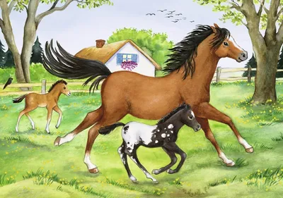 Мама лошадь и жеребенок рисунок - 63 фото