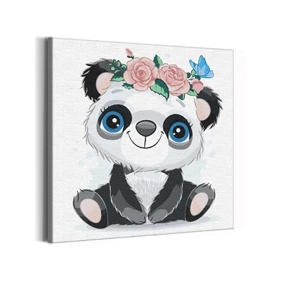акварельный рисунок. милая панда с венком цветов и листьями. рисунки для  детей. изолированный клиент Иллюстрация штока - иллюстрации насчитывающей  смешно, немного: 216075867