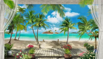 Обои для фотосъемки с изображением пляжа пальмы, дерева, природы |  AliExpress