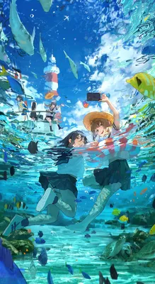 Обои море, аниме, девушка, раздел Аниме, размер 2560x1600 Wide - скачать  бесплатно картинку на рабочий стол и телефон