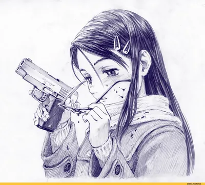 Огнестрельное оружие аниме оружие манга пистолет, аниме, фиолетовый, чёрные  Волосы, манга png | Klipartz