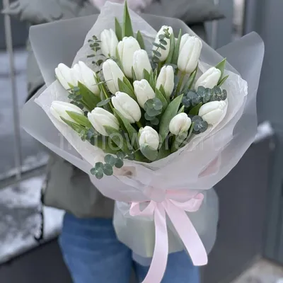 Almaflowers.kz | Букет из белых тюльпанов - купить в Алматы по лучшей цене  с доставкой