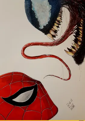 Два разных героя комиксов: Человек-паук VS Веном» — создано в Шедевруме