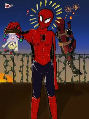 spider-man and deadpool (marvel and 1 more) drawn by 22_(tak_ja) | Danbooru