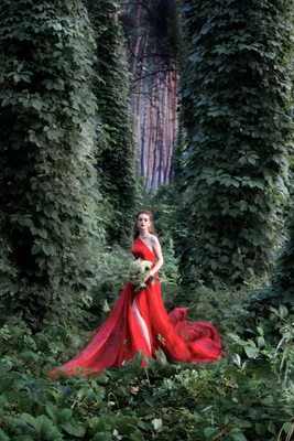 Девушка в красном платье с волосами летания Стоковое Фото - изображение  насчитывающей нога, длиной: 68397734