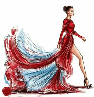 Девушка в красном платье на стене Стоковое Изображение - изображение  насчитывающей шикарно, представлять: 89667033