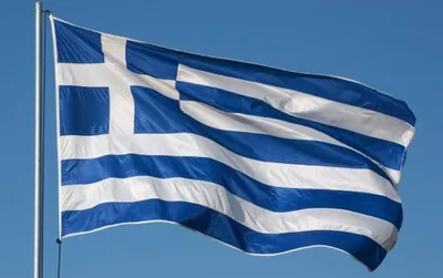 Флаг.ру: Кабинетный флаг Греции двухсторонний из атласа 100x150 | 100x150