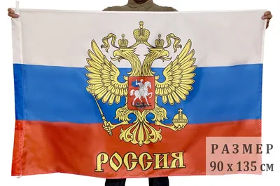 Флаг Российской Федерации с гербом 12×18 см (с флагштоком) арт. 1215245 -  купить в Москве оптом и в розницу в интернет-магазине Deloks