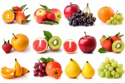 Набор фруктов и овощей, изолированных на белом фоне - Ozero - российский  фотосток