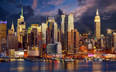вид с воздуха на города Нью Йорка в сумерках, архитектура, штат Нью Йорк,  Дорога фон картинки и Фото для бесплатной загрузки