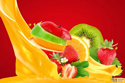 Фотообои \"Яркие фрукты на красном фоне\" - Арт. 310045 | Купить в  интернет-магазине Уютная стена