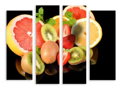 фрукты разные лежат на столе порезанные и яркие Stock-Foto | Adobe Stock