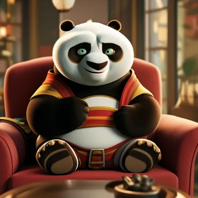 Кунг - фу панда из мультика , сидит…» — создано в Шедевруме