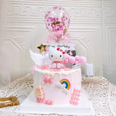 Детский торт для девочки \"Hello Kitty с цветами\" можно купить с ценой от  2450.00 рублей