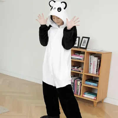 Кигуруми-кигуруми, панда с большим глазом, Женский костюм животного,  необычный Мягкий комбинезон для косплея в стиле аниме, зимний комбинезон |  AliExpress