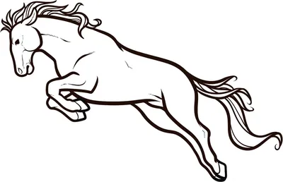 Раскраски лошадь, Раскраска Прыжок Лошадь.