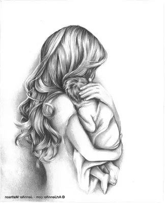 Девушка с ребенком рисунок арт (38 фото) » рисунки для срисовки на  Газ-квас.ком