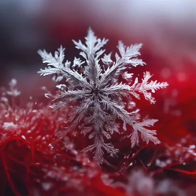 Большая снежинка на красном фоне» — создано в Шедевруме