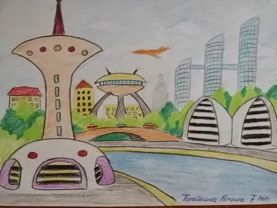 Поэтапный рисунок города будущего - 73 фото