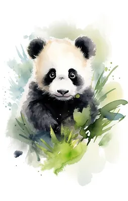 Панда нарисованная на бумаге» — создано в Шедевруме