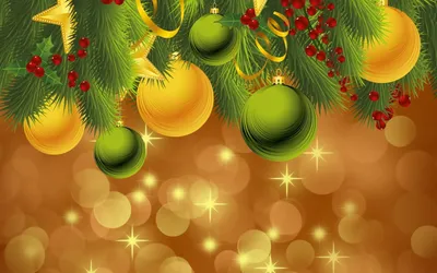 Новогодний подарок в белой коробке с красной лентой среди ёлочных шаров и  звёзд в золотом дизайне на белом фоне | Обои для телефона