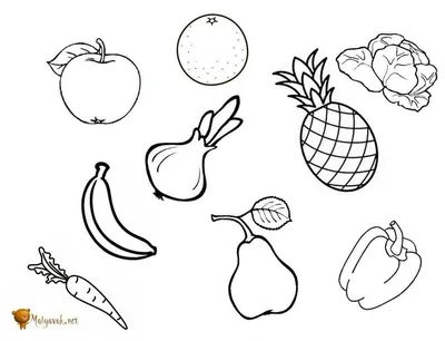Черно-белые изображения фруктов для раскрашивания. | Премиум векторы