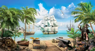 Пираты Карибского моря - Фотообои для детской комнаты в интернет магазине  arte.ru. Заказать обои в детскую комнату Пираты Карибского моря - (14322)
