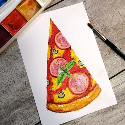 Рисунок пиццы для срисовки карандашом - 49 фото