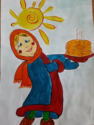 Детские рисунки на тему Масленица - 92 фото