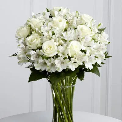 Белый букет \"Великолепие\" №400 - 🌹 Цветы Новосибирск заказ: