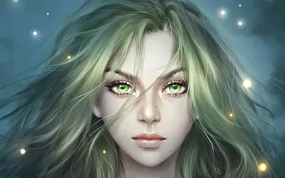 Блондинка,с зелёными глазами» — создано в Шедевруме
