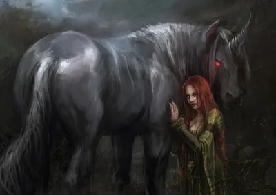 Картинки Лошади Единороги Фантастика Волшебные животные