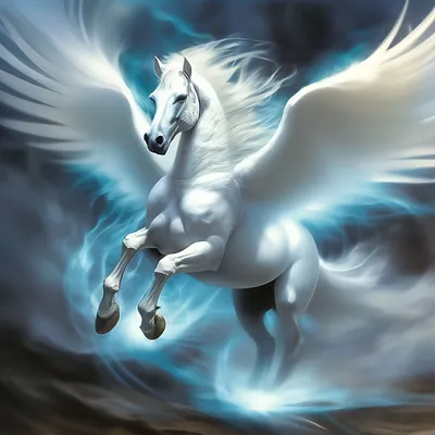 Белая волшебная лошадь с с …» — создано в Шедевруме