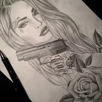 Девушка с пистолетом рисунок для срисовки - 46 фото